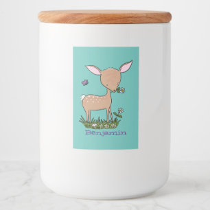 Cute happy baby deer cartoon illustration food label