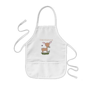 Cute happy baby deer cartoon illustration kids apron