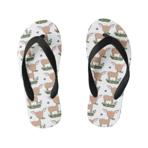 Cute happy baby deer cartoon illustration kid's thongs