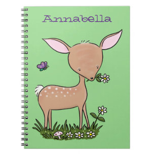Cute happy baby deer cartoon illustration notebook