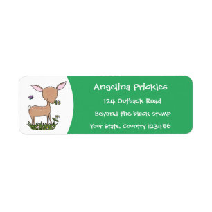 Cute happy baby deer cartoon illustration return address label