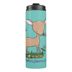 Cute happy baby deer cartoon illustration thermal tumbler