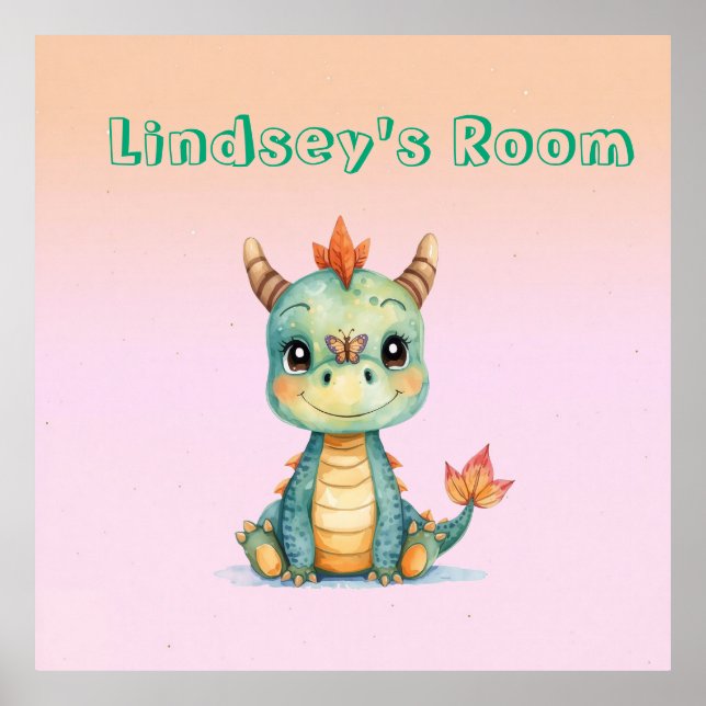 Cute Happy Baby Dragon  Poster (Front)