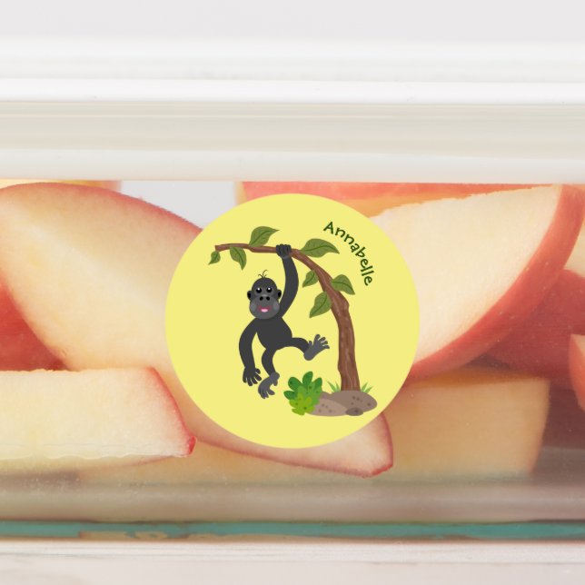 Cute happy baby gorilla cartoon illustration (Affixed)