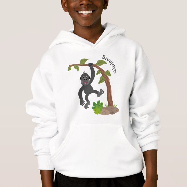 Cute happy baby gorilla cartoon illustration (Front)