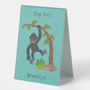 Cute happy baby gorilla cartoon illustration