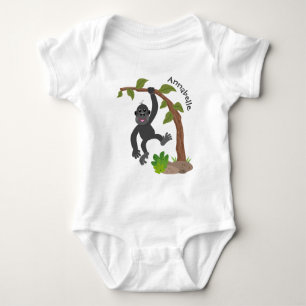 Cute happy baby gorilla cartoon illustration baby bodysuit