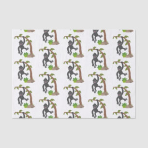 Cute happy baby gorilla cartoon illustration tissue paper