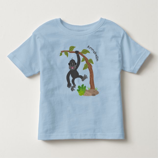 Cute happy baby gorilla cartoon illustration toddler T-Shirt (Front)
