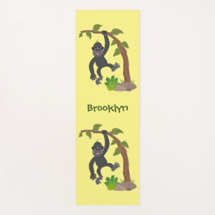 Cute happy baby gorilla cartoon illustration yoga mat