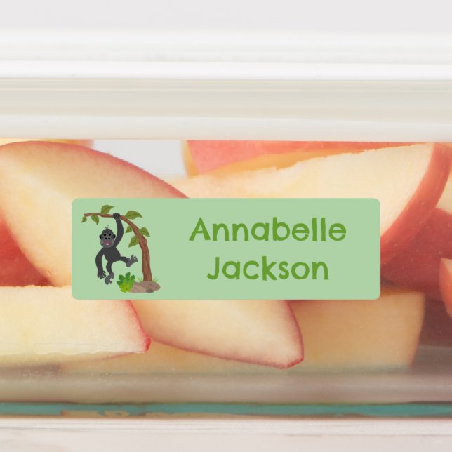 Cute happy baby gorilla cartoon personalised (Affixed)