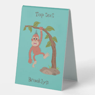 Cute happy baby orangutan cartoon illustration