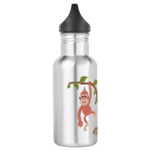 Cute happy baby orangutan cartoon illustration 532 ml water bottle