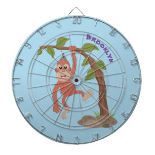 Cute happy baby orangutan cartoon illustration dartboard