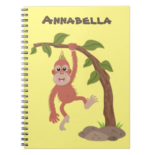 Cute happy baby orangutan cartoon illustration notebook