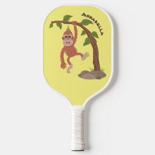 Cute happy baby orangutan cartoon illustration  pickleball paddle