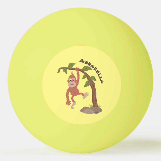 Cute happy baby orangutan cartoon illustration ping pong ball (Front)
