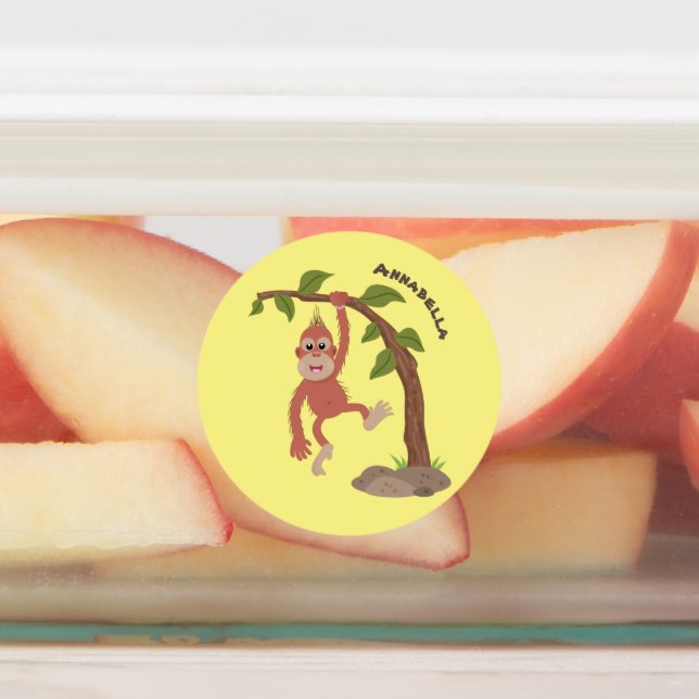 Cute happy baby orangutan cartoon personalised (Affixed)