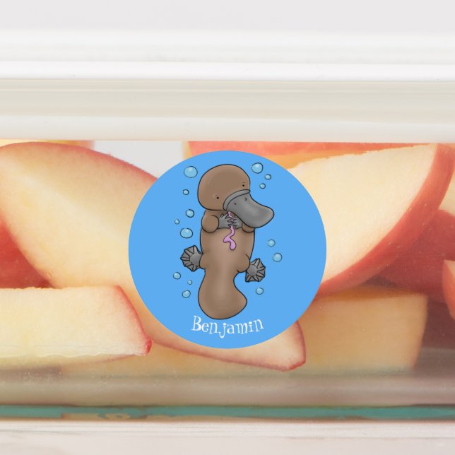 Cute happy baby platypus cartoon illustration (Affixed)