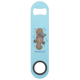 Cute happy baby platypus cartoon illustration