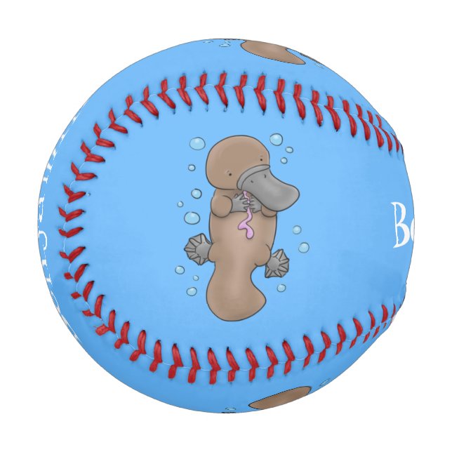 Cute happy baby platypus cartoon illustration baseball (Front Left)