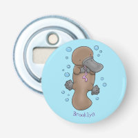 Cute happy baby platypus cartoon illustration