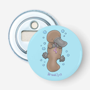 Cute happy baby platypus cartoon illustration bottle opener