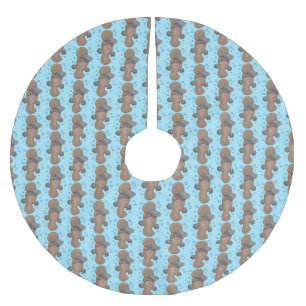 Cute happy baby platypus cartoon illustration brushed polyester tree skirt