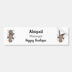 Cute happy baby platypus cartoon illustration bumper sticker