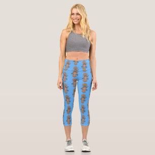 Cute happy baby platypus cartoon illustration capri leggings