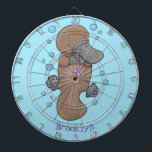 Cute happy baby platypus cartoon illustration dartboard<br><div class="desc">For platypus lovers! This happy baby platypus with bubbles in cartoon illustration style and is great fun.</div>