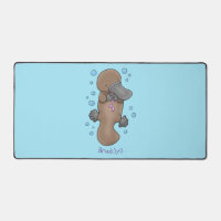 Cute happy baby platypus cartoon illustration