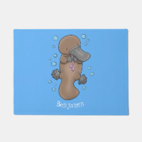 Cute happy baby platypus cartoon illustration