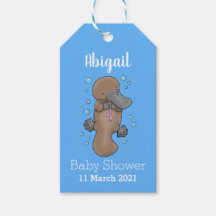 Cute happy baby platypus cartoon illustration gift tags