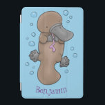 Cute happy baby platypus cartoon illustration iPad mini cover<br><div class="desc">For platypus lovers! This happy baby platypus with bubbles in cartoon illustration style and is great fun.</div>