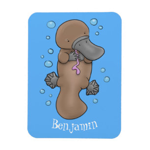 Cute happy baby platypus cartoon illustration magnet