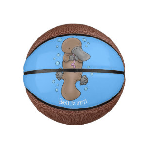 Cute happy baby platypus cartoon illustration mini basketball