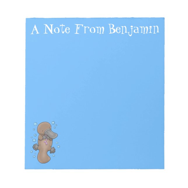 Cute happy baby platypus cartoon illustration notepad (Front)