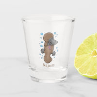 Cute happy baby platypus cartoon illustration