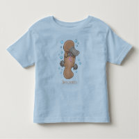 Cute happy baby platypus cartoon illustration