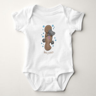 Cute happy baby platypus cartoon personalised bodysuit