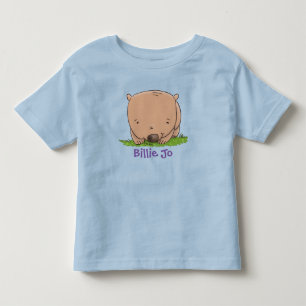 Cute happy baby wombat cartoon illustration toddler T-Shirt