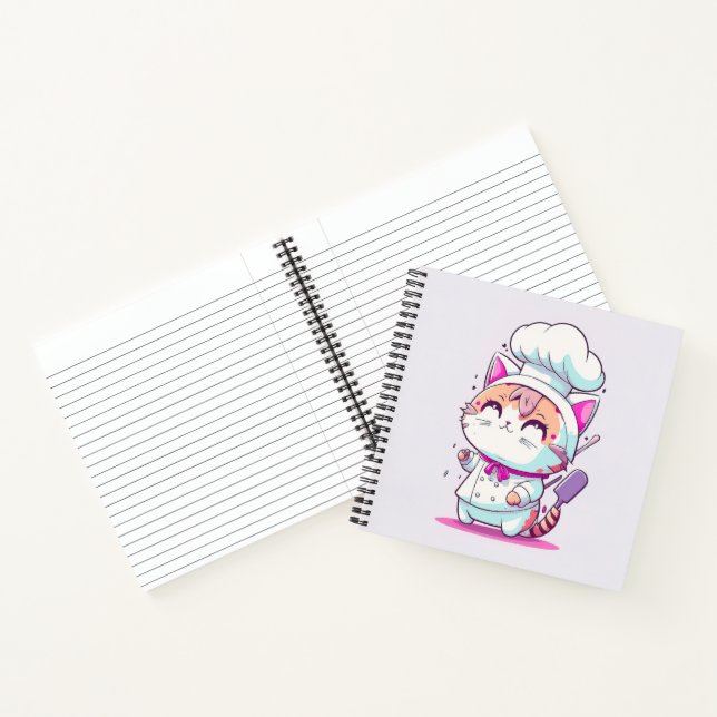 Cute Happy Baker Pastry Chef Cat Kitten | Notebook (Inside)