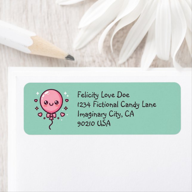 Cute Happy Balloon Return Labels (Insitu)