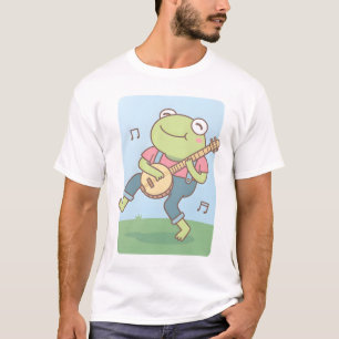 Cute Happy Banjo Frog Doodle T-Shirt