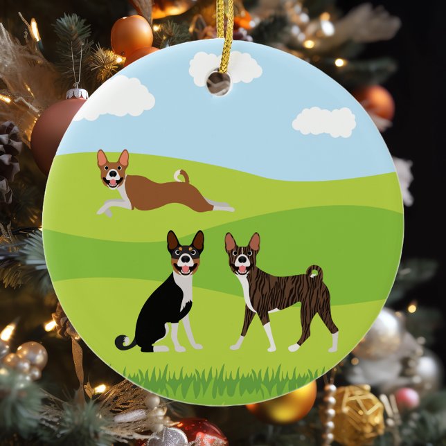 Cute Happy Basenji Hound Love Ceramic Ornament (Creator Uploaded)