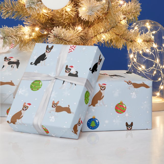 Cute Happy Basenji Hound Love Christmas  Wrapping Paper (Holidays)