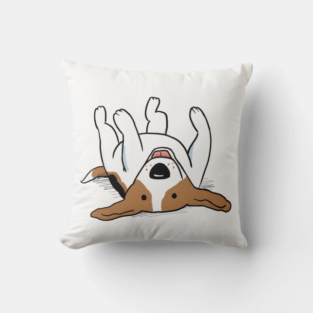 Cute Happy Beagle | Dog Lover | Cartoon Canine Cushion (Front)