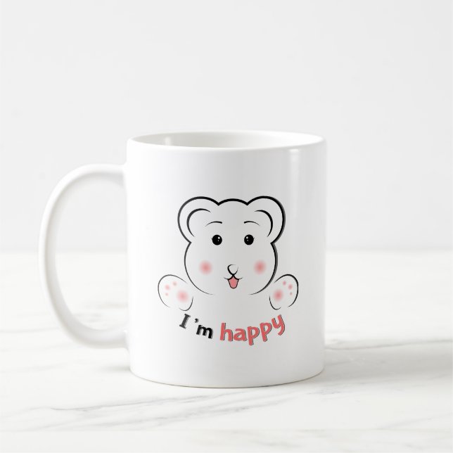 Cute Happy Bear Face Mug – Minimalist Smiling Anim (Left)