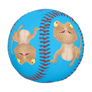 Cute happy bearded dragon lizard cartoon  baseball